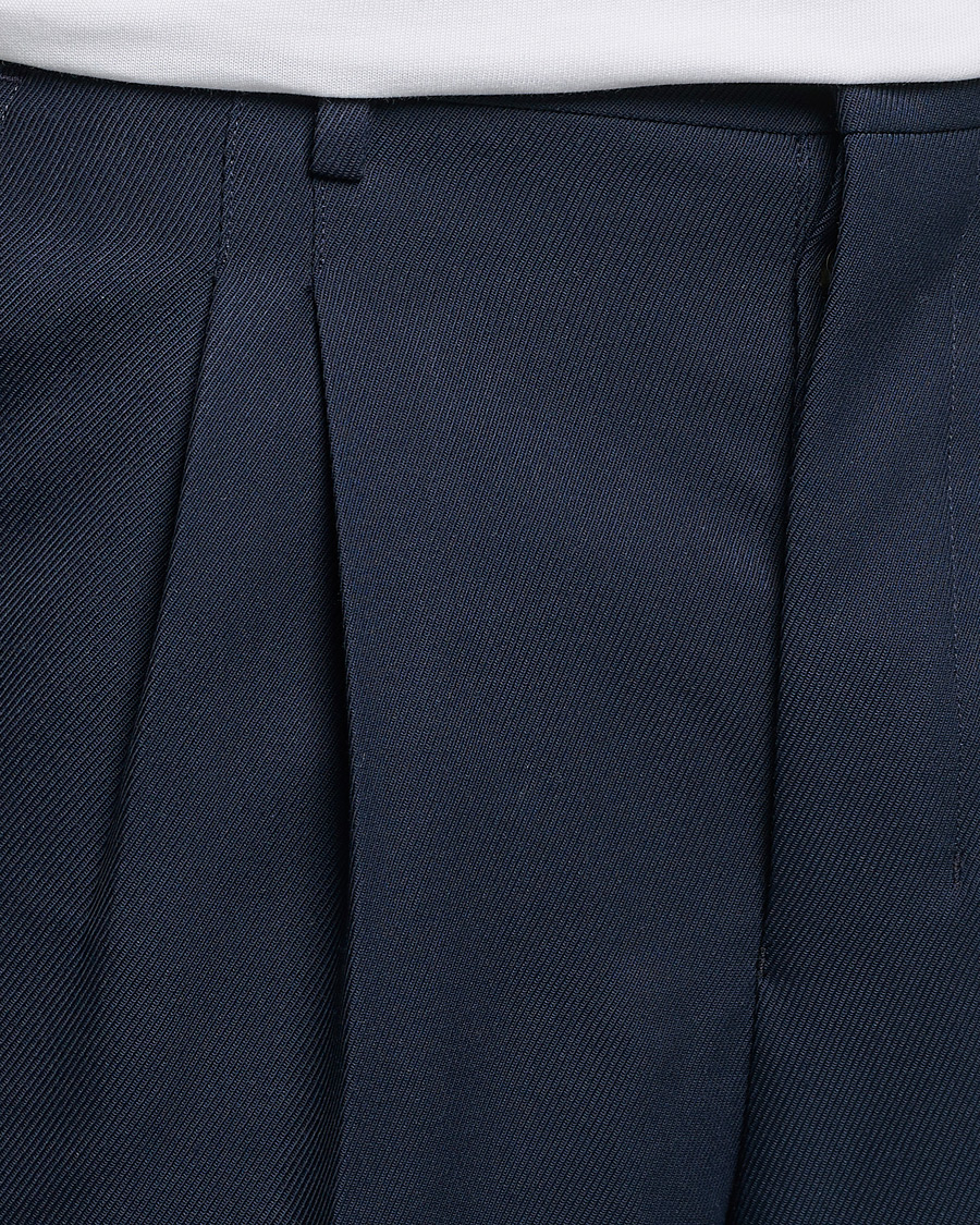 Homme | Pantalons | AMI | Wool Carrot Fit Trousers Navy