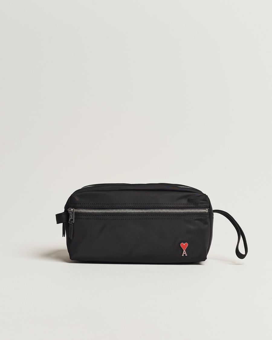 Homme | AMI Heart Logo Wash Bag Black | AMI | Heart Logo Wash Bag Black