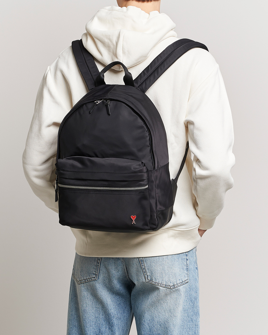 Homme | AMI Heart Logo Backpack Black | AMI | Heart Logo Backpack Black