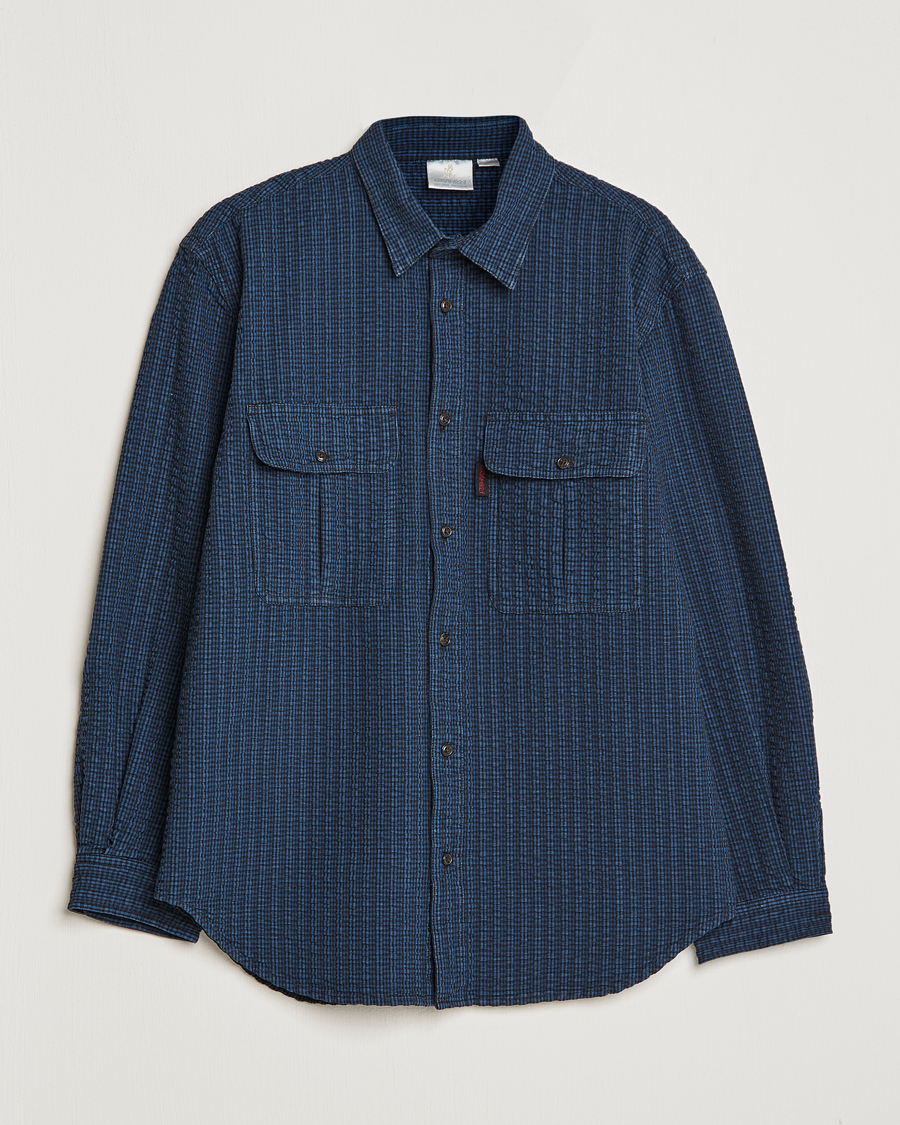 Homme | Chemises | Gramicci | Garment Dyed Seersucker Canyon Shirt Royal Blue