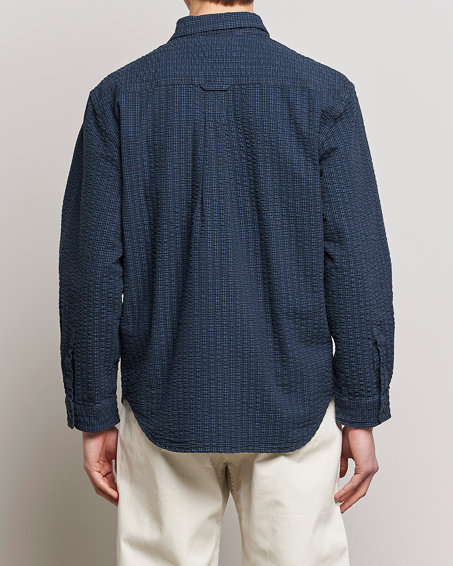 Homme | Chemises | Gramicci | Garment Dyed Seersucker Canyon Shirt Royal Blue