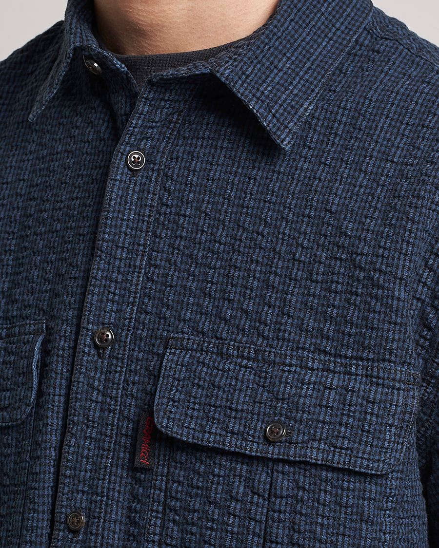 Homme | Chemises | Gramicci | Garment Dyed Seersucker Canyon Shirt Royal Blue