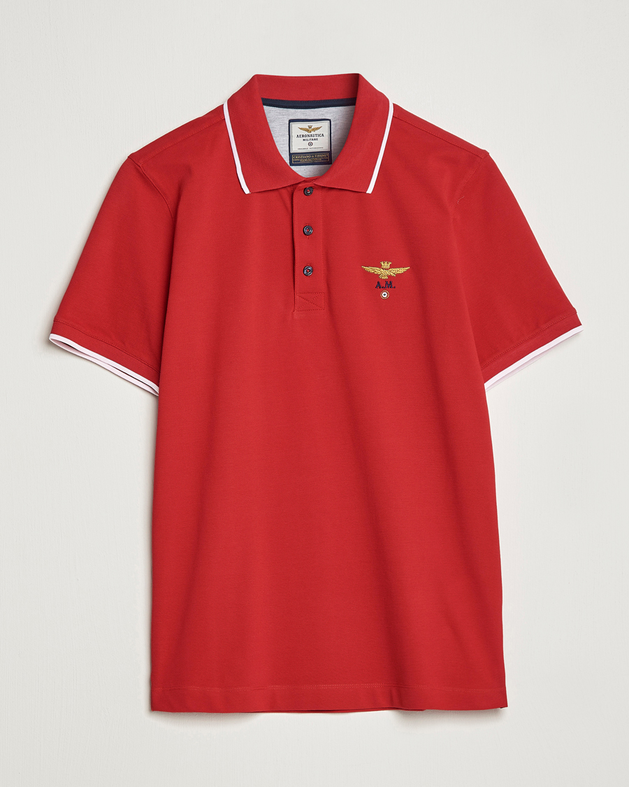 Homme | Polos | Aeronautica Militare | Garment Dyed Cotton Polo Red