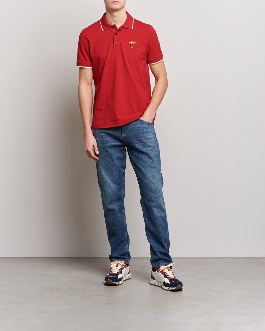 Homme | Polos | Aeronautica Militare | Garment Dyed Cotton Polo Red