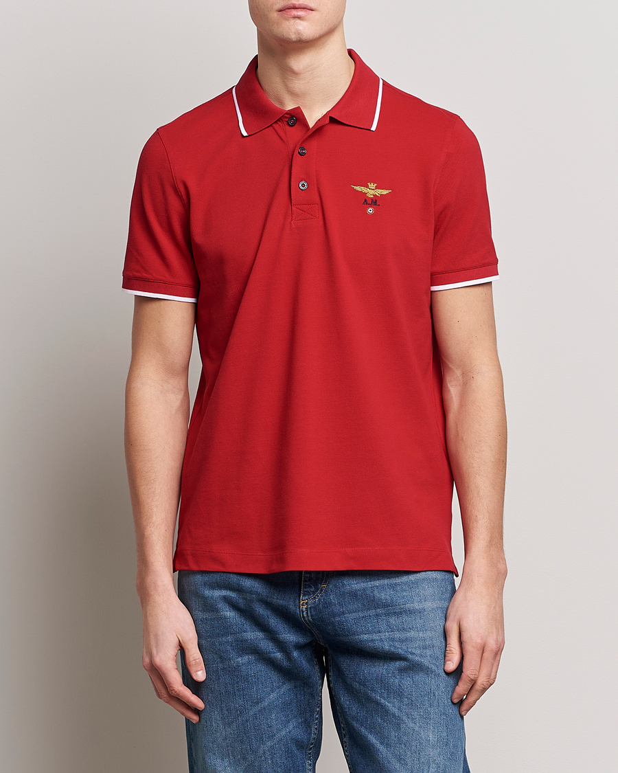 Homme | Polos | Aeronautica Militare | Garment Dyed Cotton Polo Red
