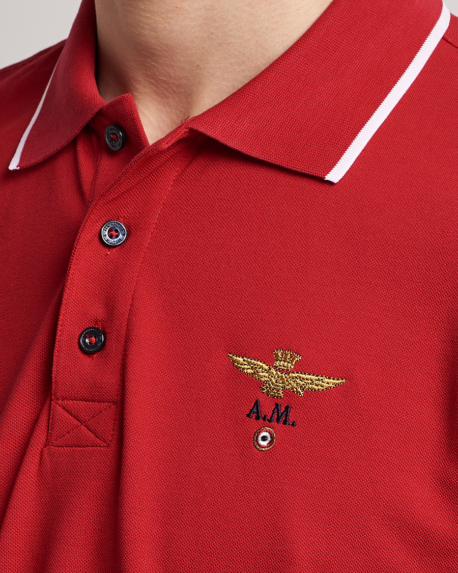 Homme | Polos | Aeronautica Militare | Garment Dyed Cotton Polo Red