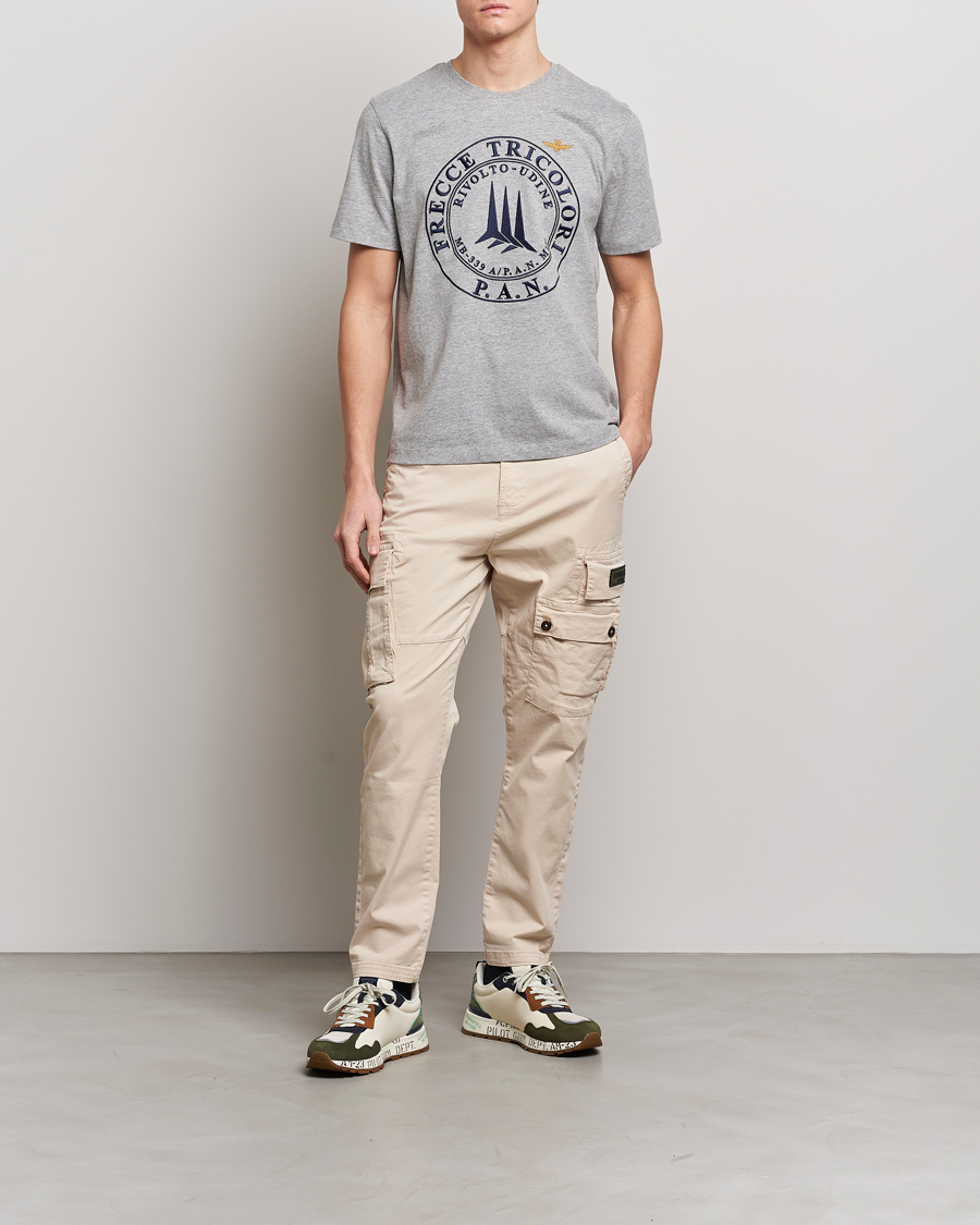 Homme | T-shirts | Aeronautica Militare | Tricolor T-Shirt Melange Grey
