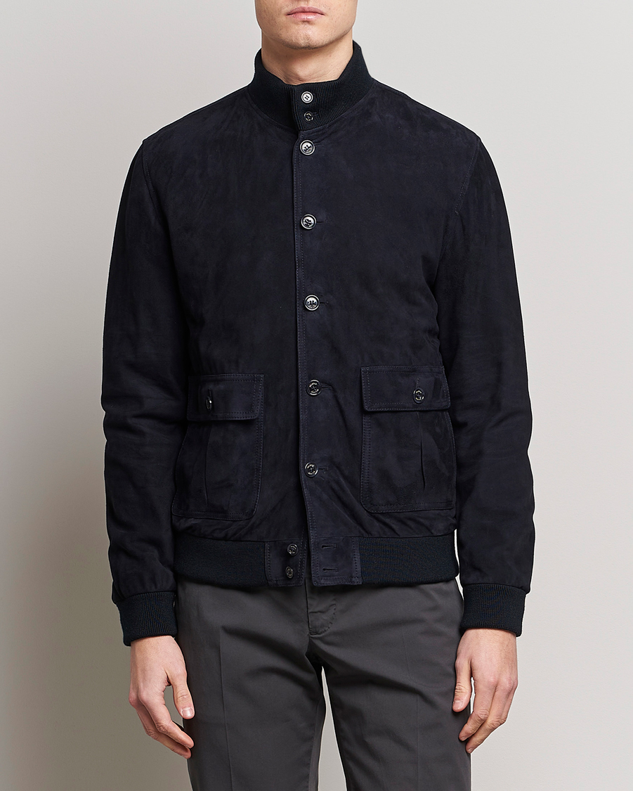Homme | Manteaux Et Vestes | Valstar | Valstarino Suede Jacket Navy