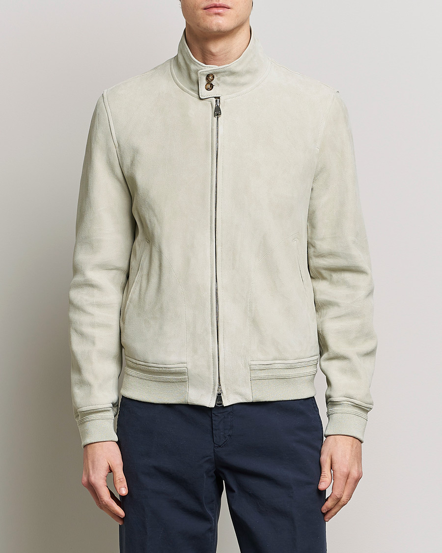 Homme | Manteaux Et Vestes | Valstar | Suede Zip Blouson Silver Grey