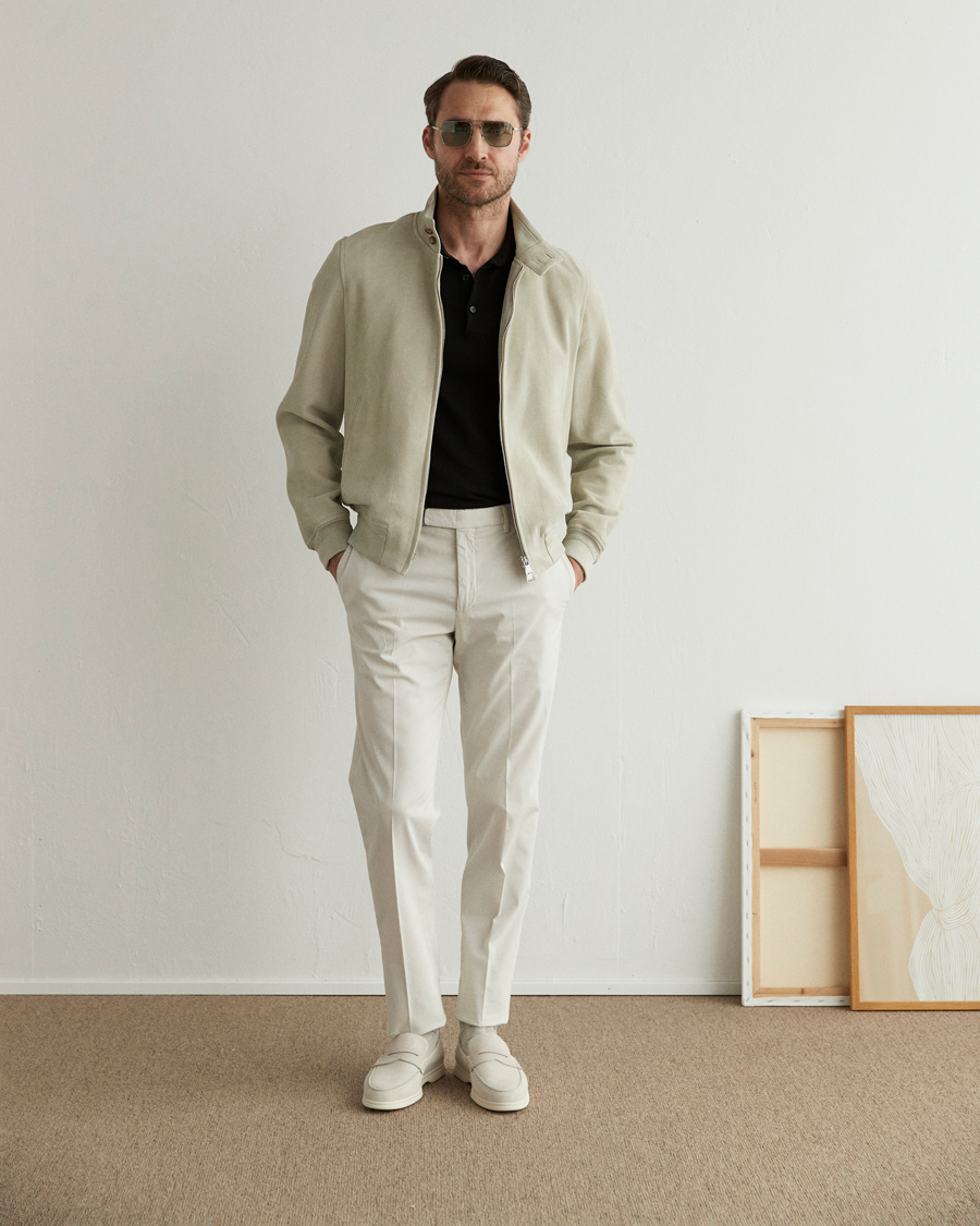 Homme | Manteaux Et Vestes | Valstar | Suede Zip Blouson Silver Grey