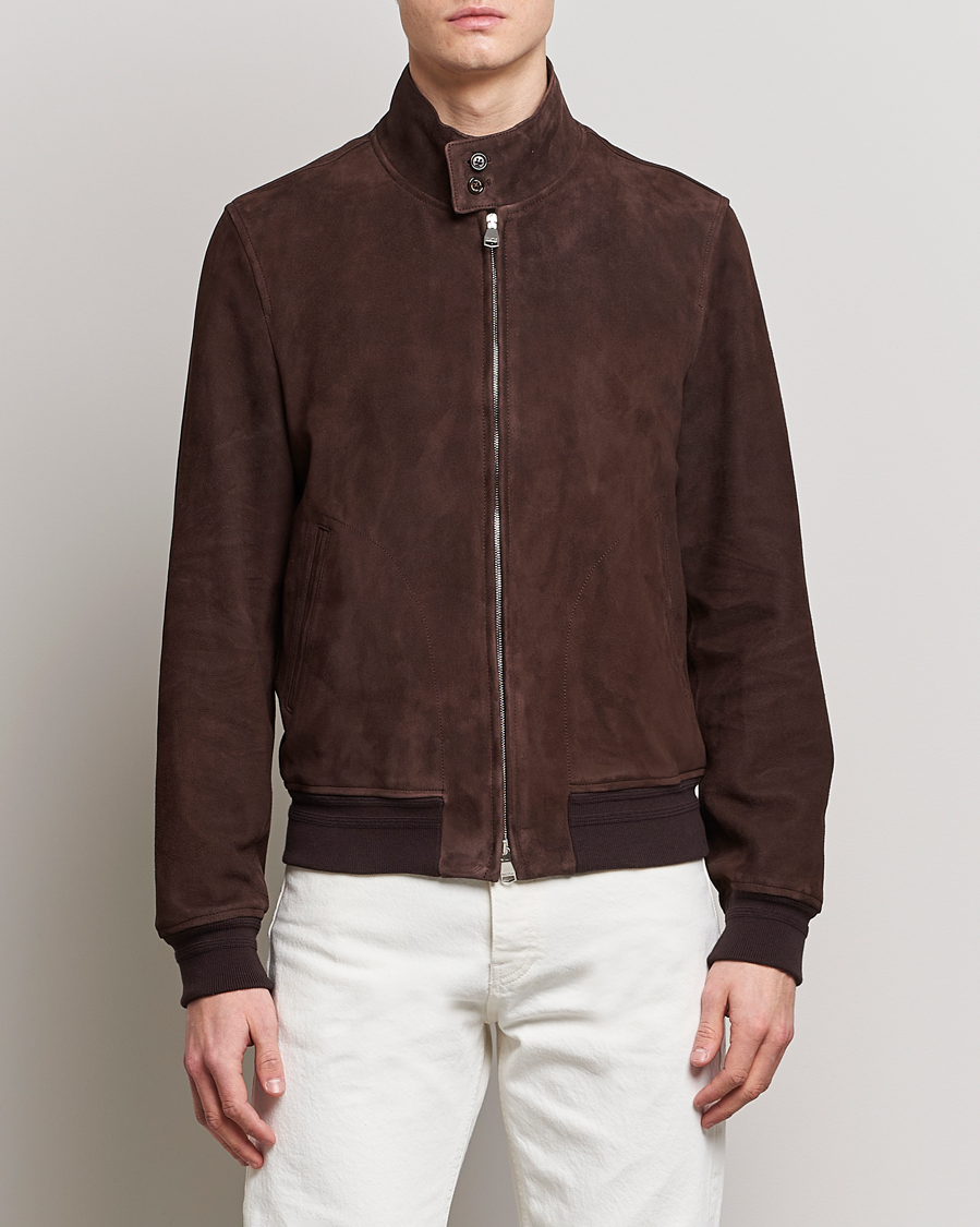 Homme | Manteaux Et Vestes | Valstar | Suede Zip Blouson Dark Brown