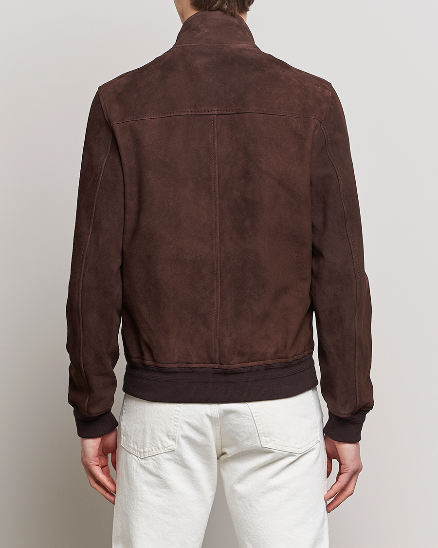 Homme | Manteaux Et Vestes | Valstar | Suede Zip Blouson Dark Brown