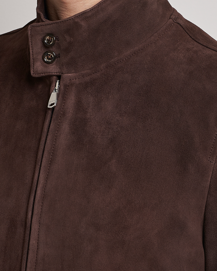 Homme | Manteaux Et Vestes | Valstar | Suede Zip Blouson Dark Brown