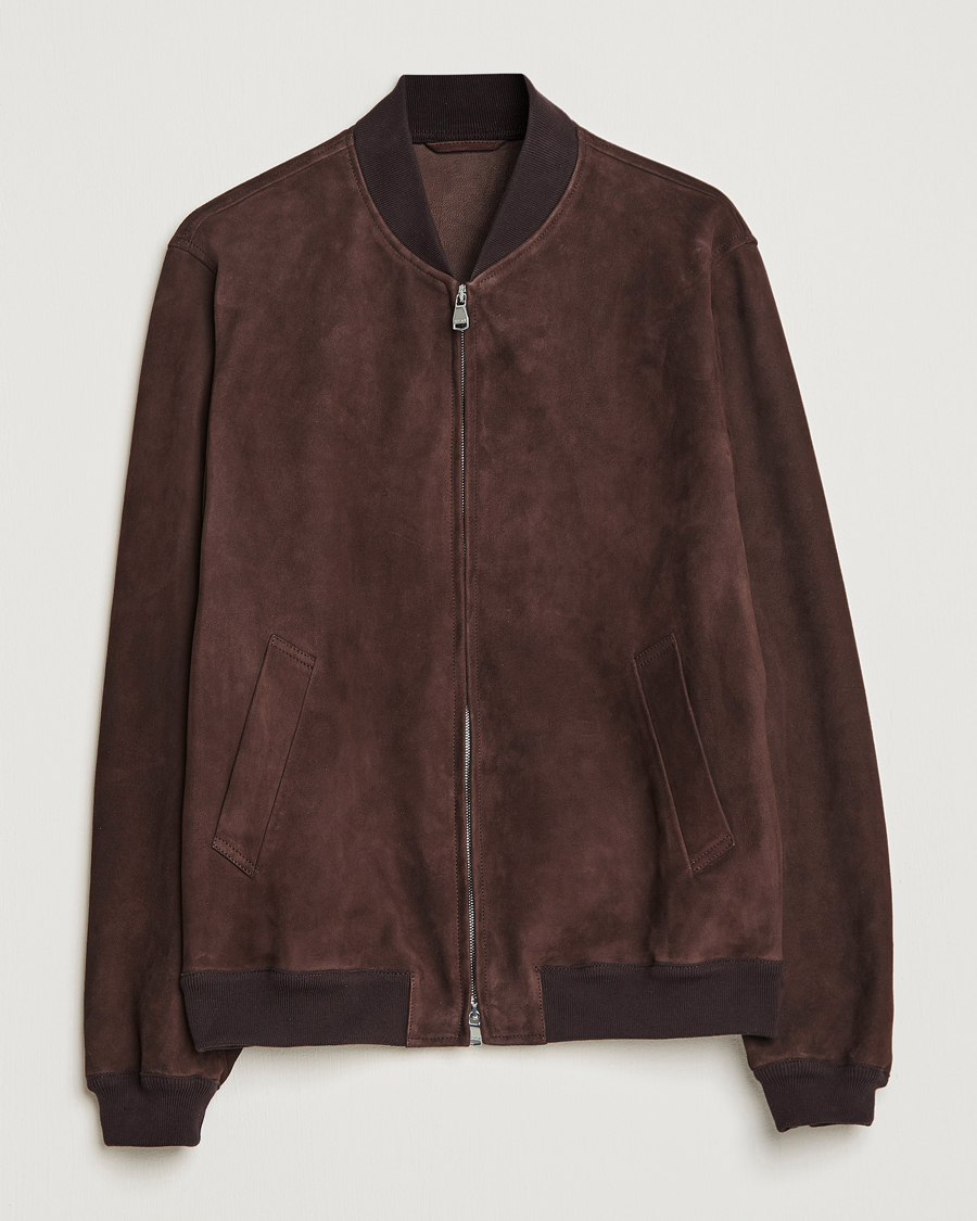 Homme | Manteaux Et Vestes | Valstar | Suede Bomber Jacket Dark Brown