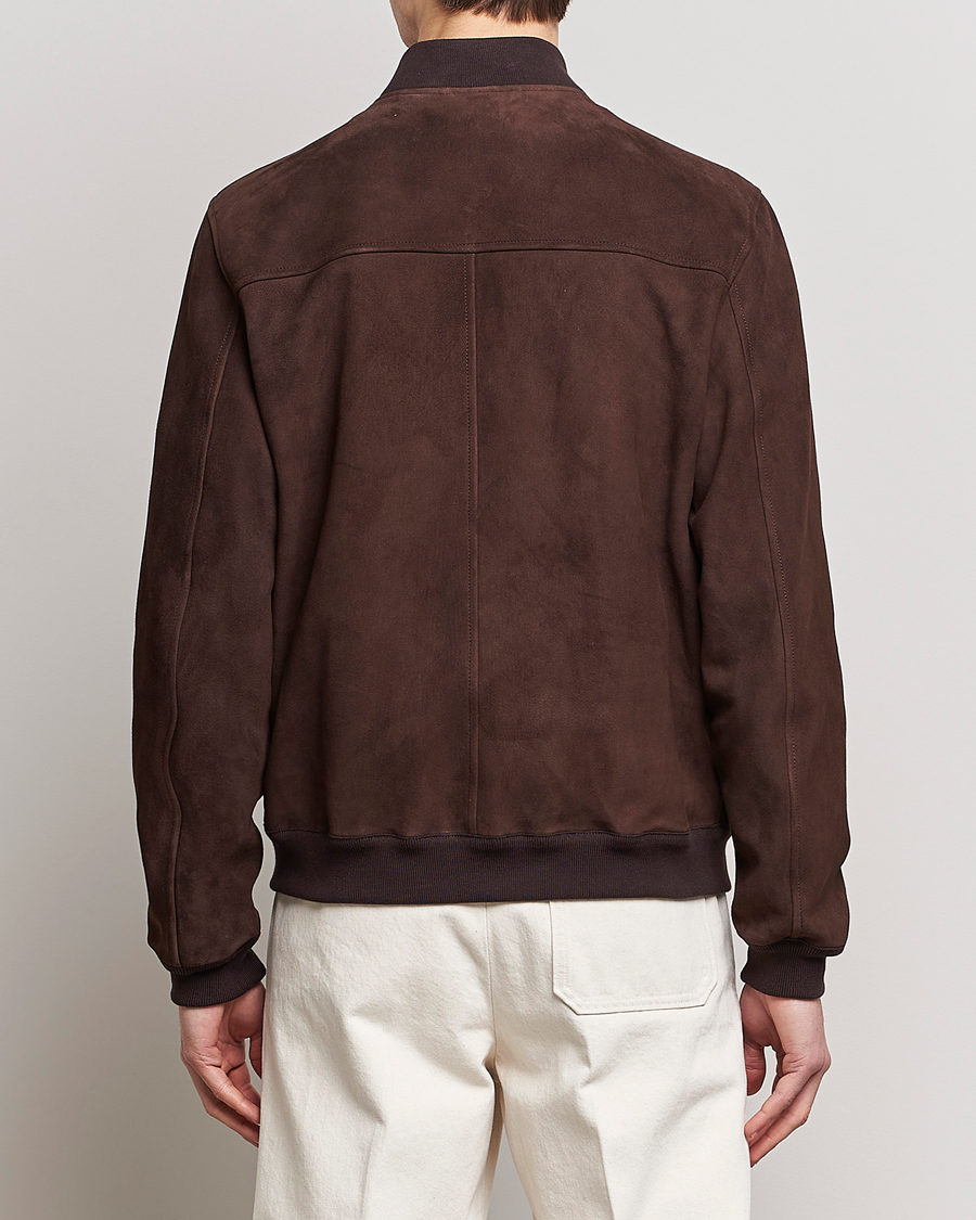 Homme | Manteaux Et Vestes | Valstar | Suede Bomber Jacket Dark Brown