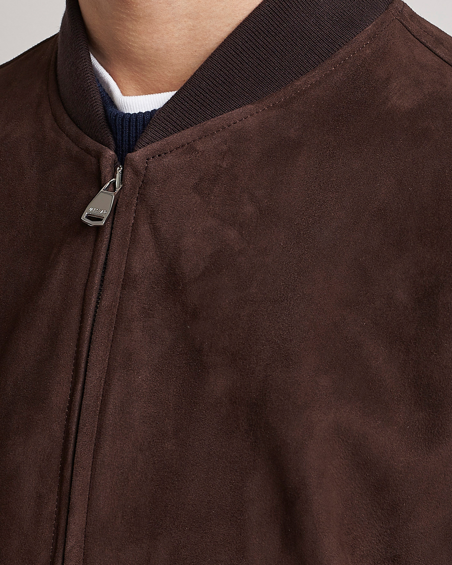 Homme | Manteaux Et Vestes | Valstar | Suede Bomber Jacket Dark Brown
