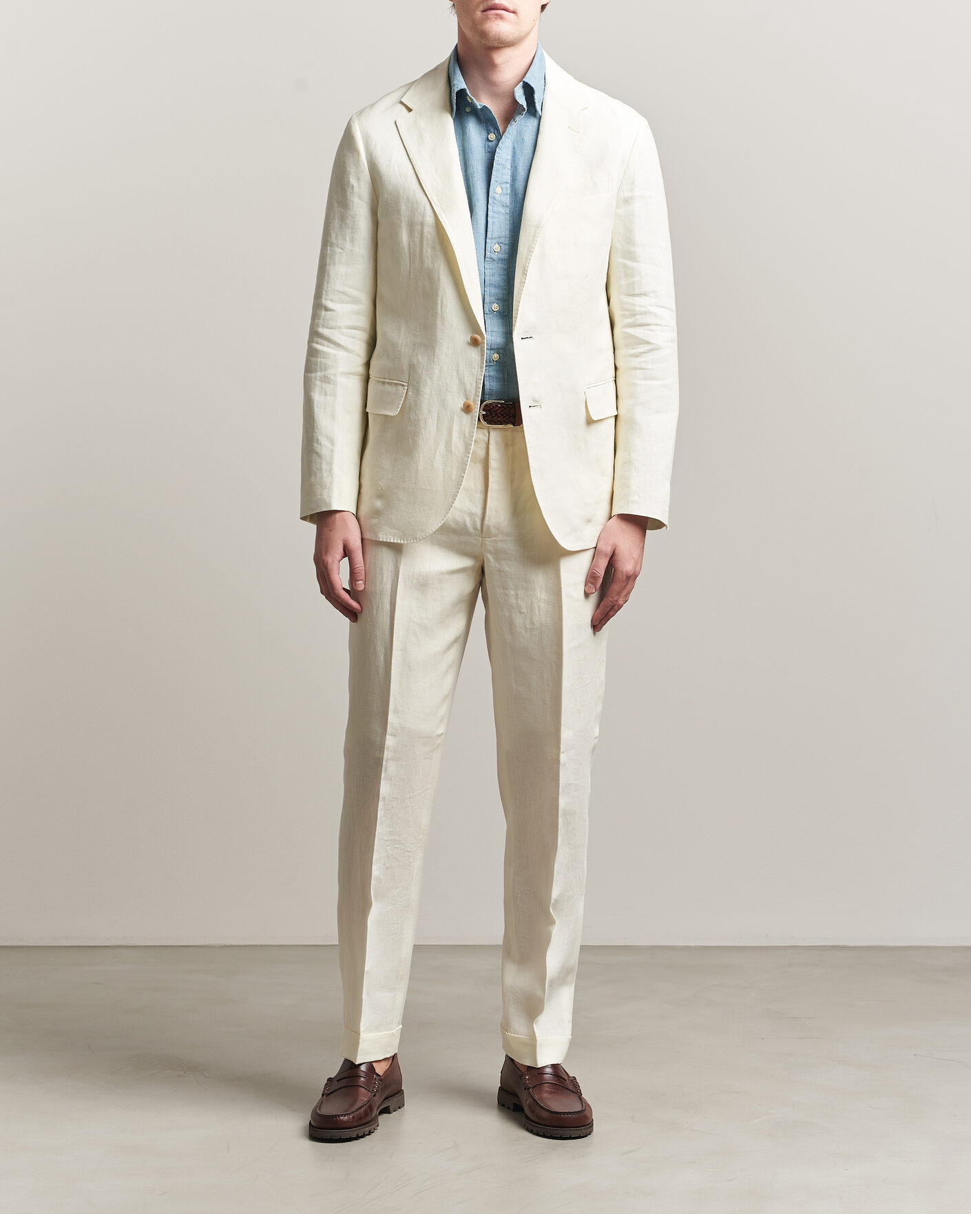 Homme | Pantalons | Polo Ralph Lauren | Linen Pleated Trousers Cream