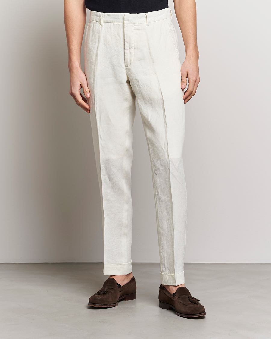 Homme | Pantalons | Polo Ralph Lauren | Linen Pleated Trousers Cream