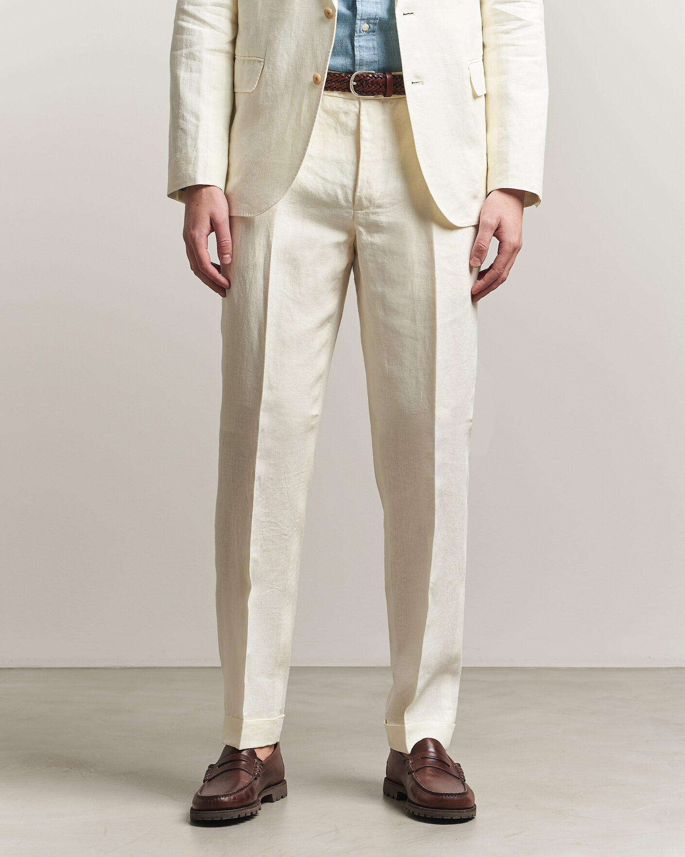 Homme | Pantalons | Polo Ralph Lauren | Linen Pleated Trousers Cream