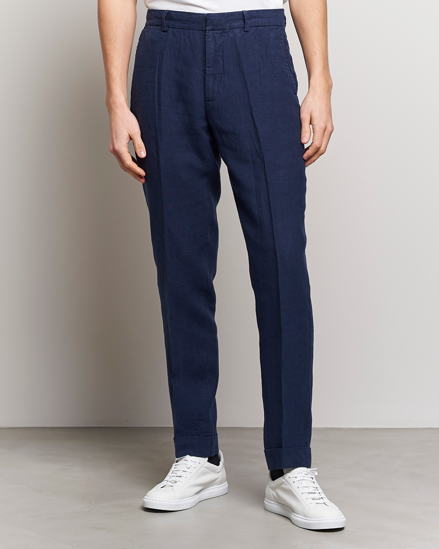 Homme | Pantalons En Lin | Polo Ralph Lauren | Linen Pleated Trousers Navy