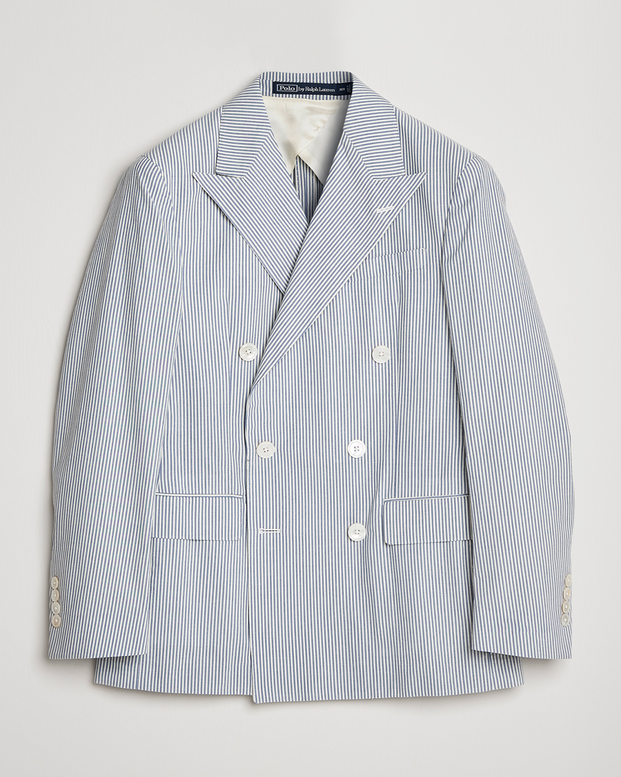 Homme | Blazers | Polo Ralph Lauren | Cotton Seersucker Sportcoat Cream/Antique Blue