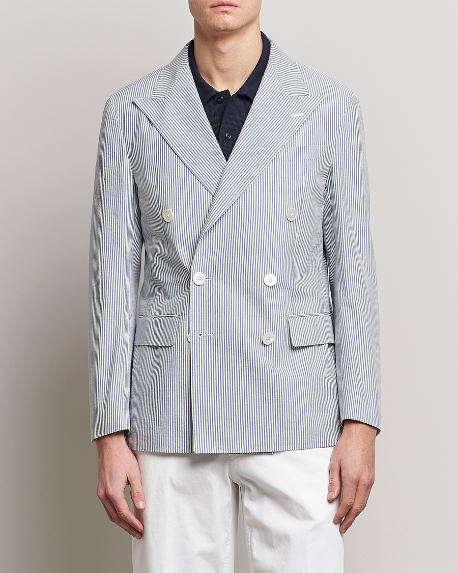 Homme | Blazers | Polo Ralph Lauren | Cotton Seersucker Sportcoat Cream/Antique Blue