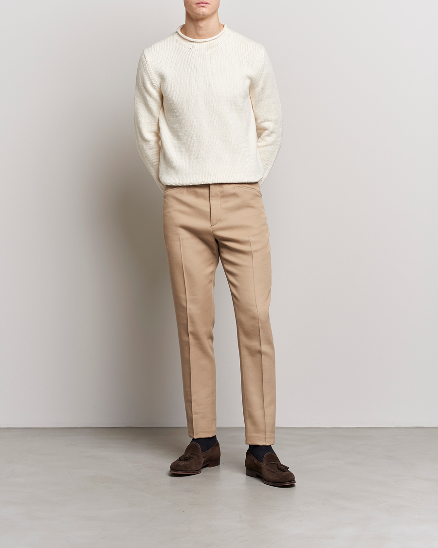 Homme | Pulls Et Tricots | Ralph Lauren Purple Label | Caged Cotton Rib Sweater Natural