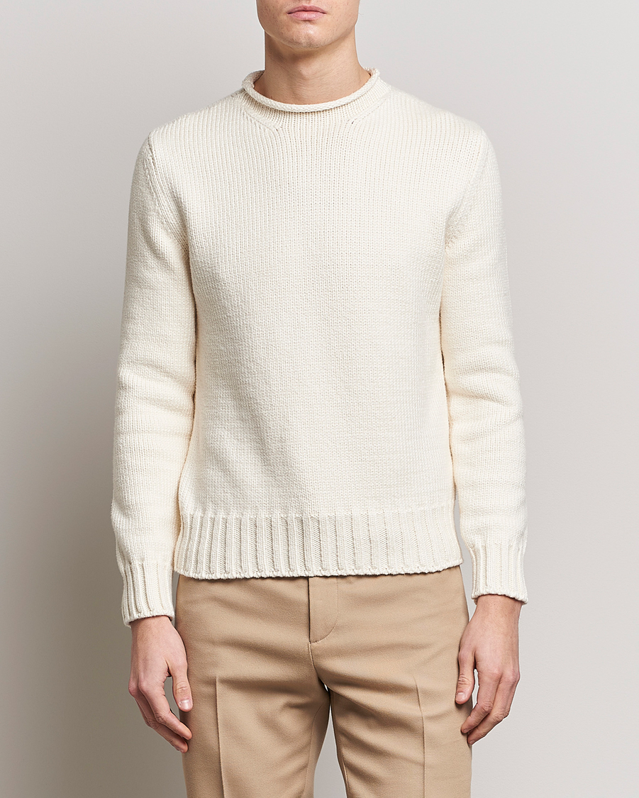 Homme | Pulls Et Tricots | Ralph Lauren Purple Label | Caged Cotton Rib Sweater Natural