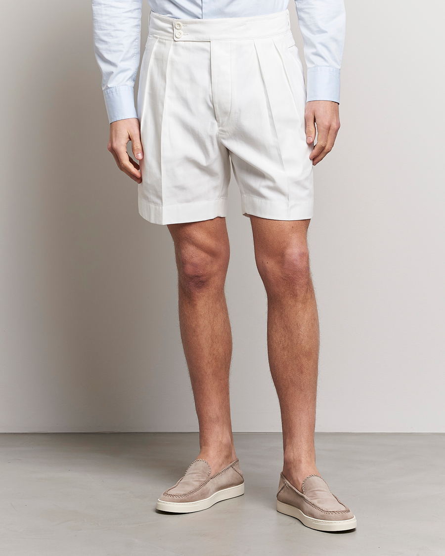 Homme | Shorts | Ralph Lauren Purple Label | High Waist Linen Shorts Ivory