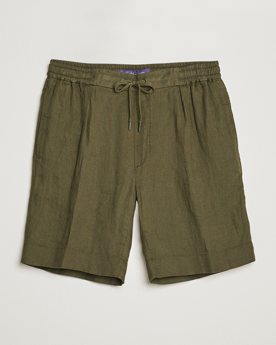 Homme | Shorts | Ralph Lauren Purple Label | Rumpled Linen Shorts Olive