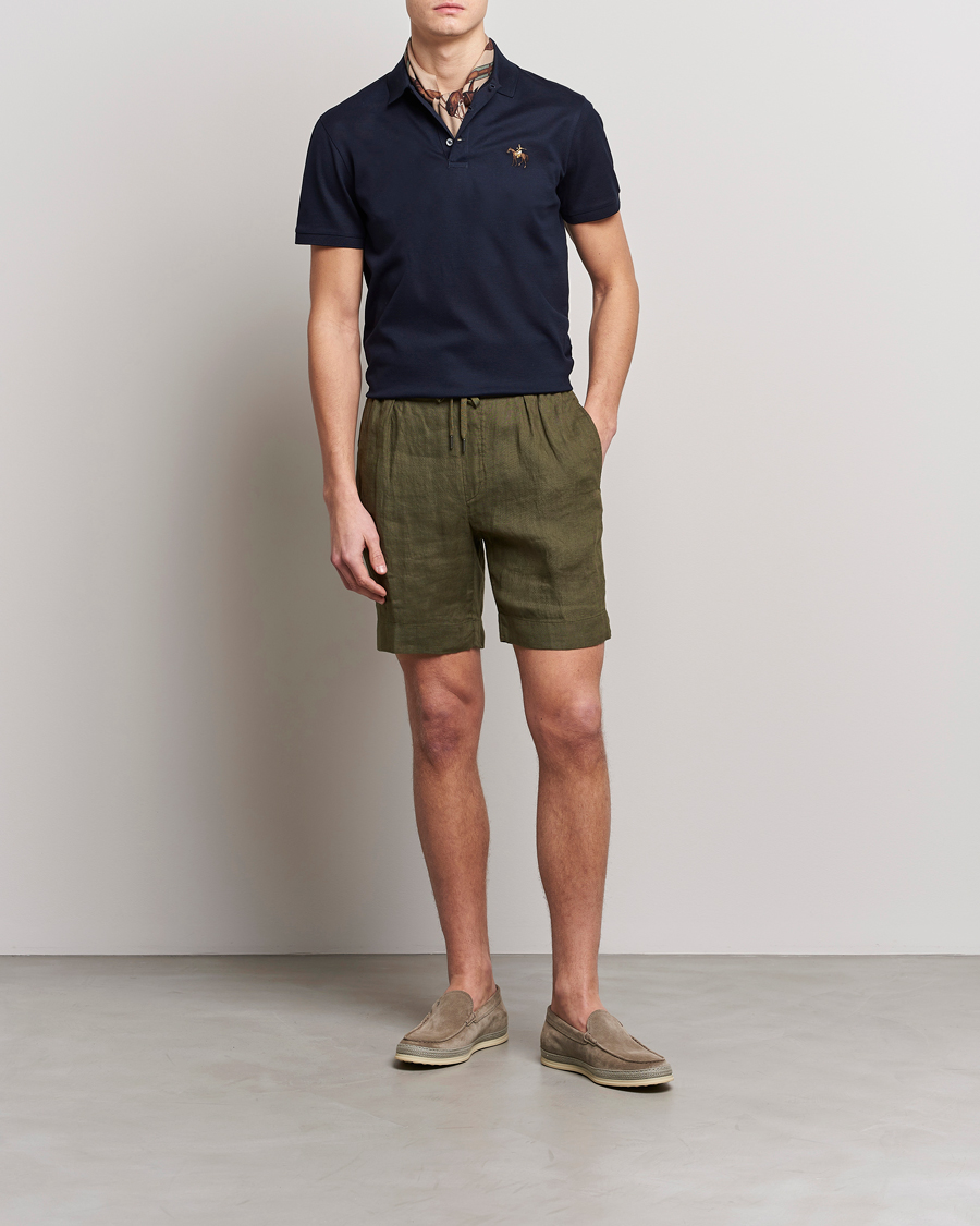 Homme | Shorts | Ralph Lauren Purple Label | Rumpled Linen Shorts Olive