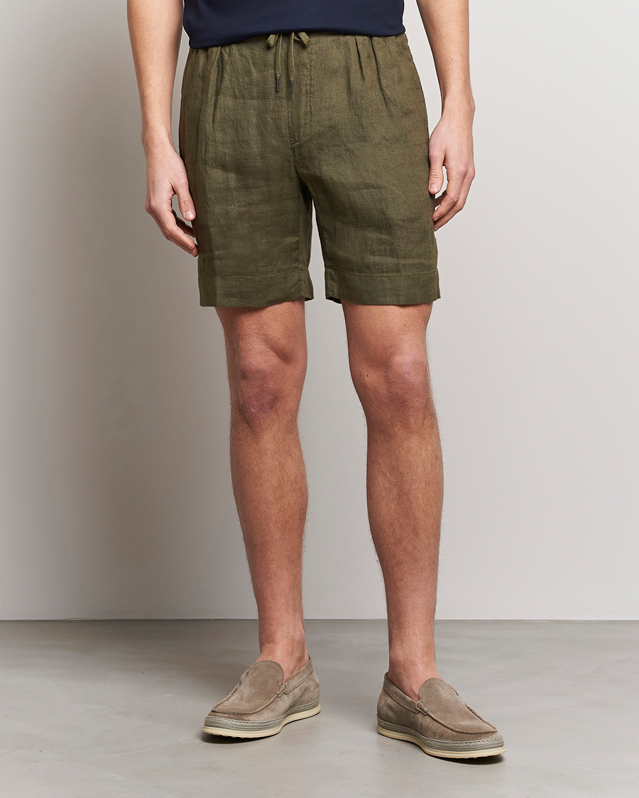 Homme | Shorts | Ralph Lauren Purple Label | Rumpled Linen Shorts Olive