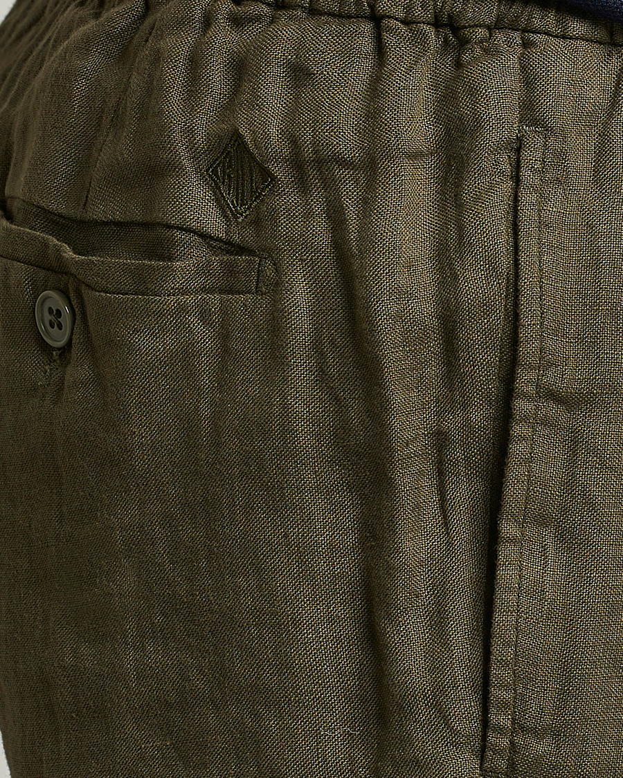 Homme | Shorts | Ralph Lauren Purple Label | Rumpled Linen Shorts Olive
