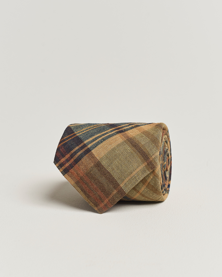 Homme | Ralph Lauren Purple Label Plaid LinenTie Khaki Multi | Ralph Lauren Purple Label | Plaid LinenTie Khaki Multi