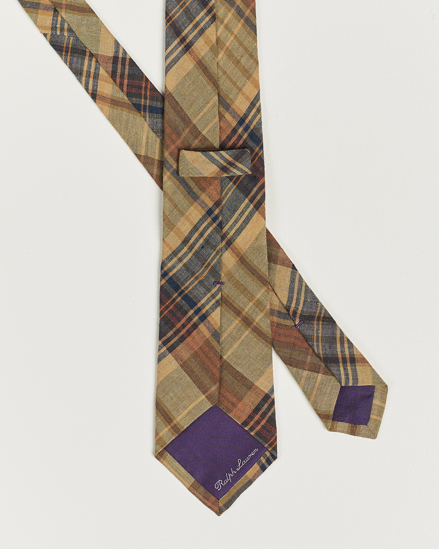 Homme | Ralph Lauren Purple Label Plaid LinenTie Khaki Multi | Ralph Lauren Purple Label | Plaid LinenTie Khaki Multi