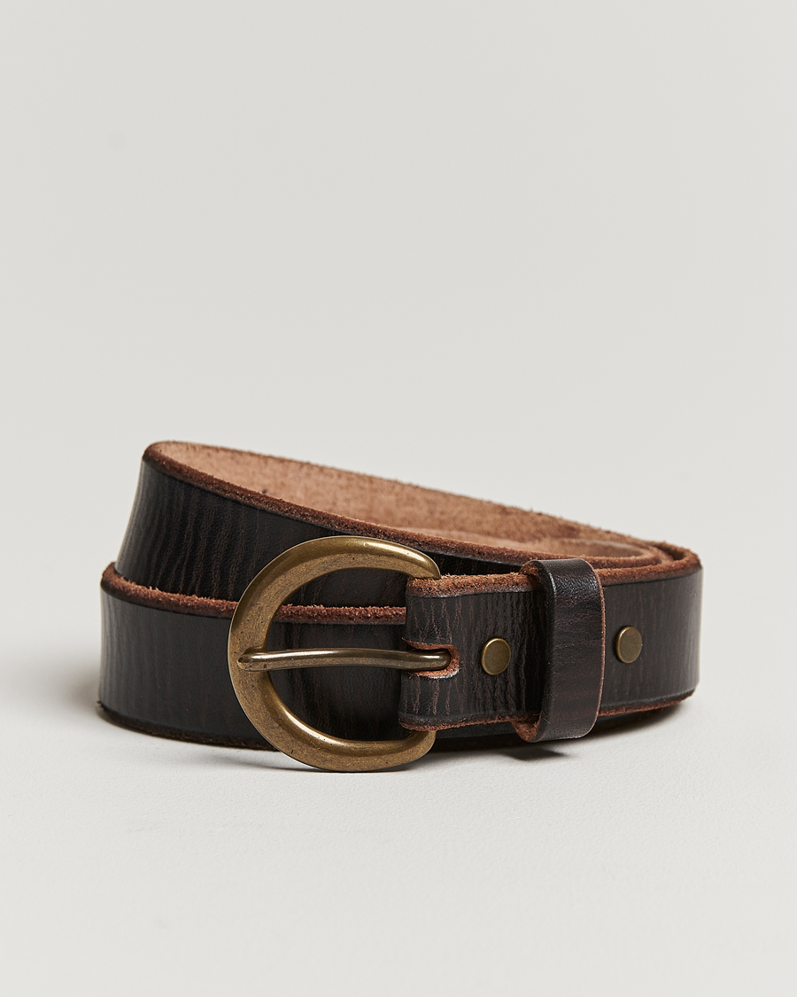 Homme | RRL Terramce Tumbled Leather Belt Dark Brown | RRL | Terramce Tumbled Leather Belt Dark Brown