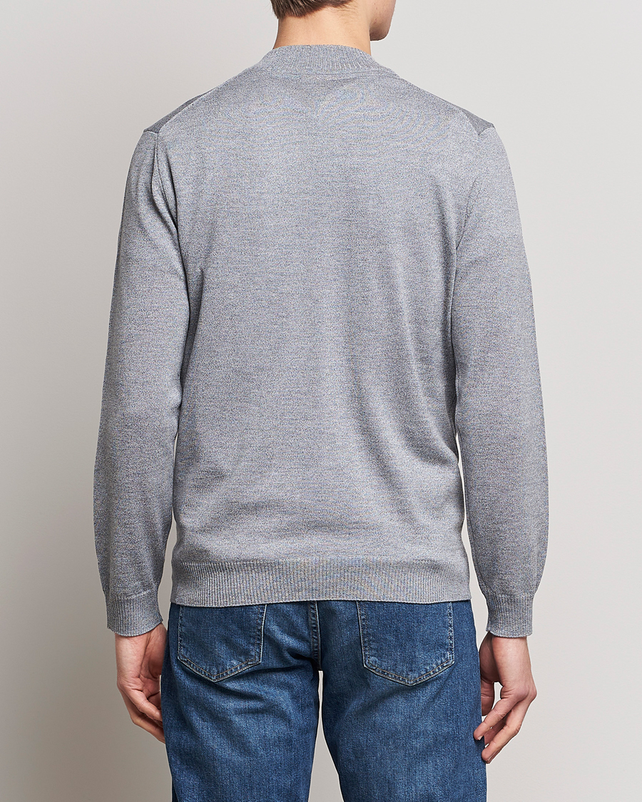Homme | Pulls Et Tricots | Stenströms | Merino Wool Half Zip Grey Mouliné