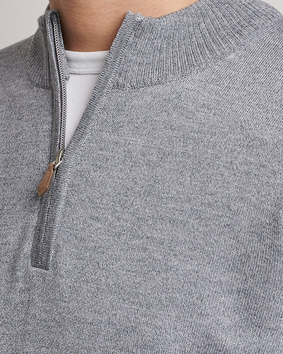 Homme | Pulls Et Tricots | Stenströms | Merino Wool Half Zip Grey Mouliné