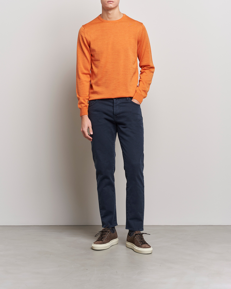 Homme | Pulls Et Tricots | Stenströms | Merino Crew Neck Orange
