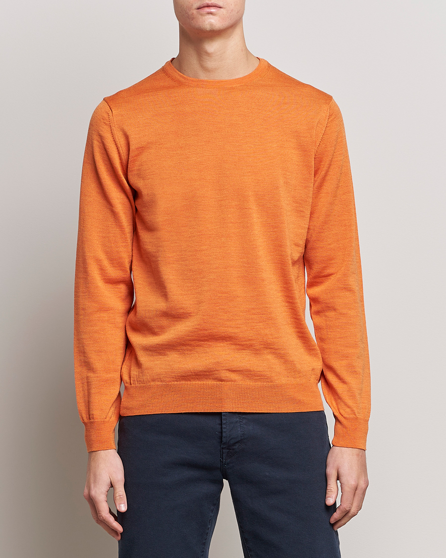 Homme | Pulls Et Tricots | Stenströms | Merino Crew Neck Orange