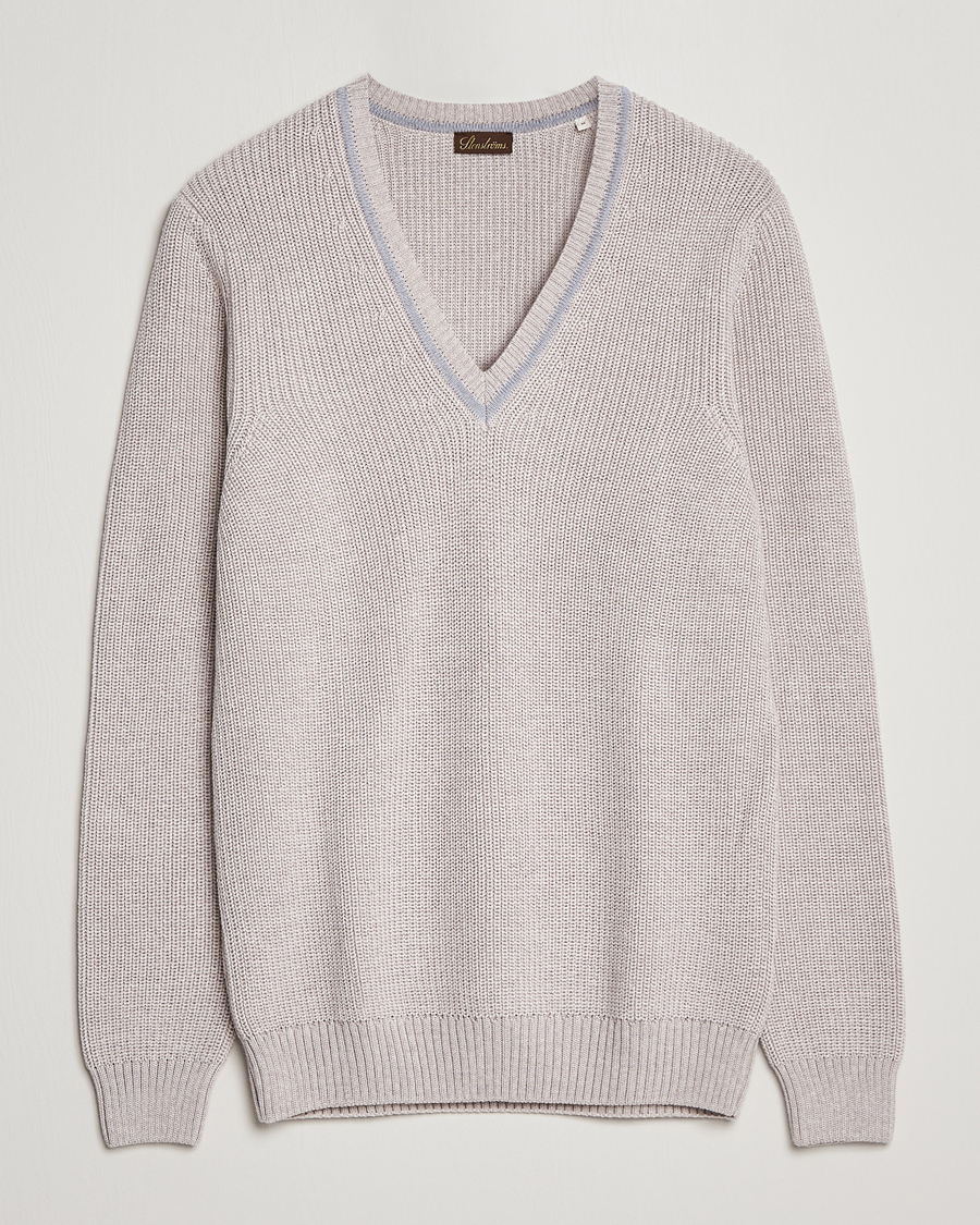 Homme | Pulls Et Tricots | Stenströms | Merino Heavy Knitted V-Neck Beige