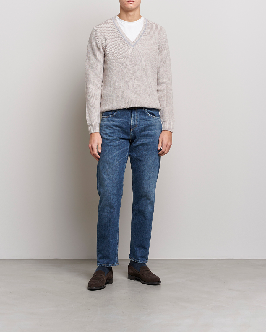 Homme | Pulls Et Tricots | Stenströms | Merino Heavy Knitted V-Neck Beige