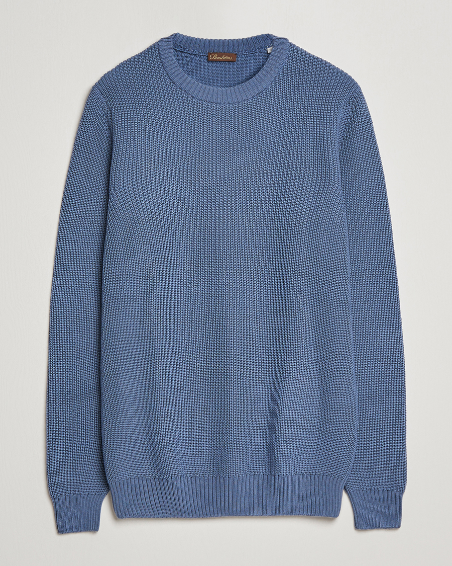 Homme | Pulls Et Tricots | Stenströms | Merino Heavy Knitted Crew Neck Petrol Blue
