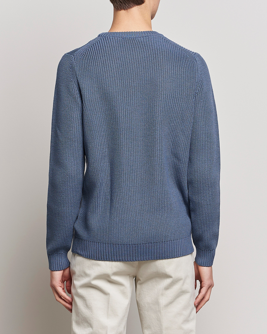 Homme | Pulls Et Tricots | Stenströms | Merino Heavy Knitted Crew Neck Petrol Blue
