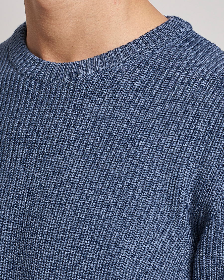 Homme | Pulls Et Tricots | Stenströms | Merino Heavy Knitted Crew Neck Petrol Blue
