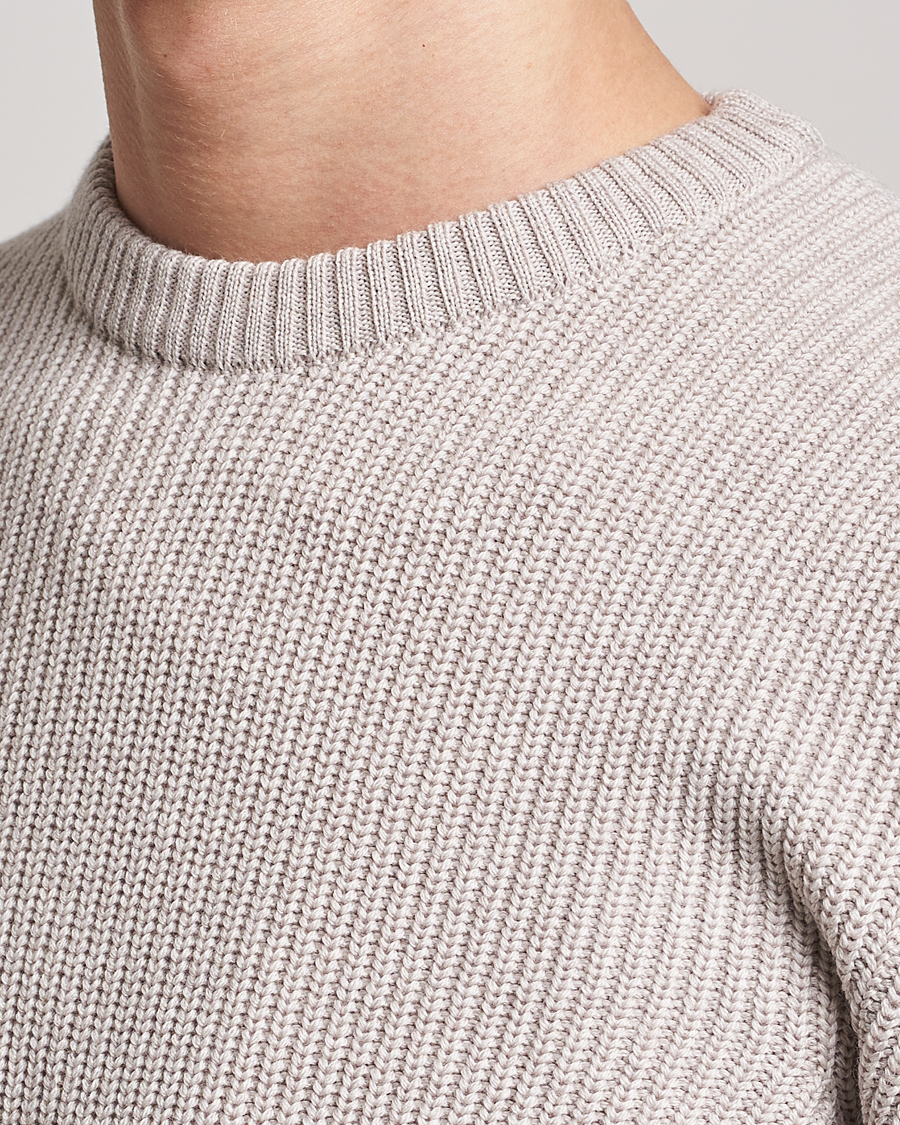 Homme | Pulls Et Tricots | Stenströms | Merino Heavy Knitted Crew Neck Beige