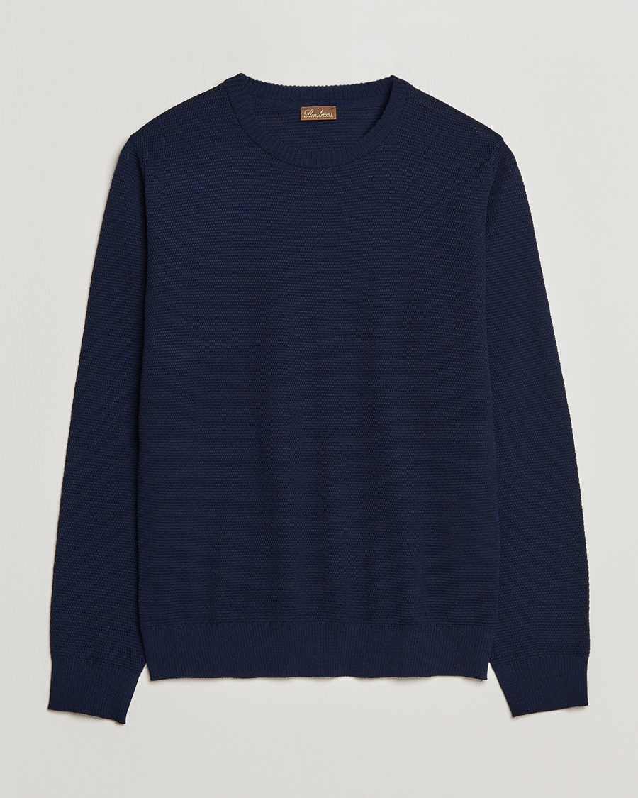 Homme | Pulls Et Tricots | Stenströms | Textured Merino Crew Neck Navy