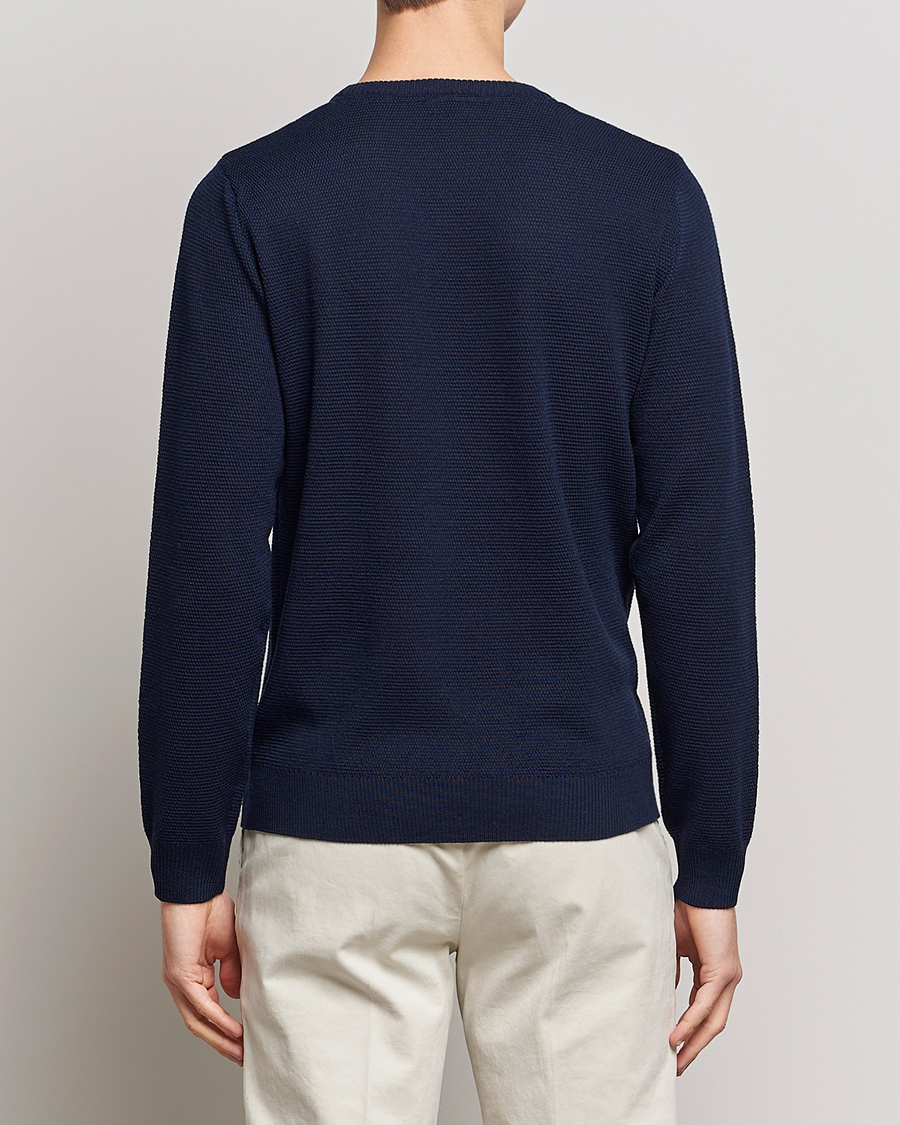 Homme | Pulls Et Tricots | Stenströms | Textured Merino Crew Neck Navy