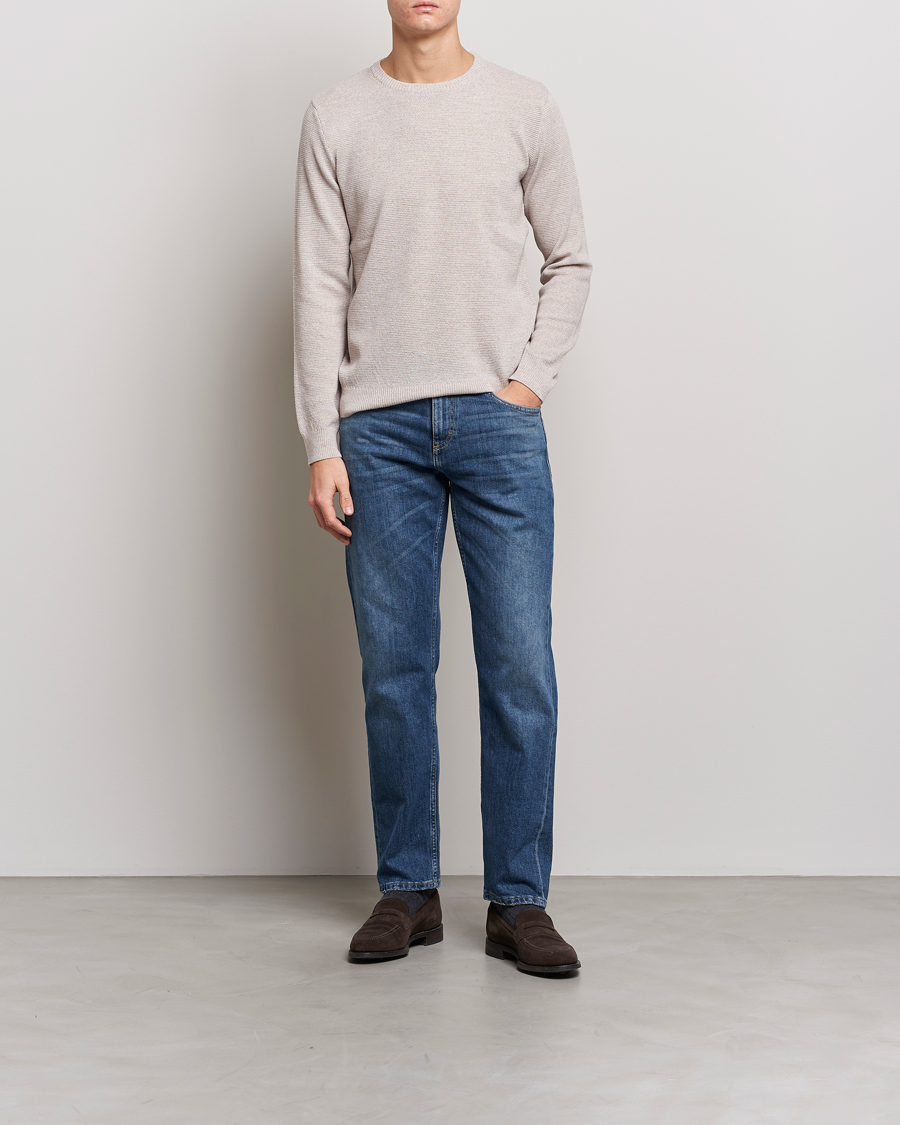 Homme | Pulls Et Tricots | Stenströms | Textured Merino Crew Neck Beige