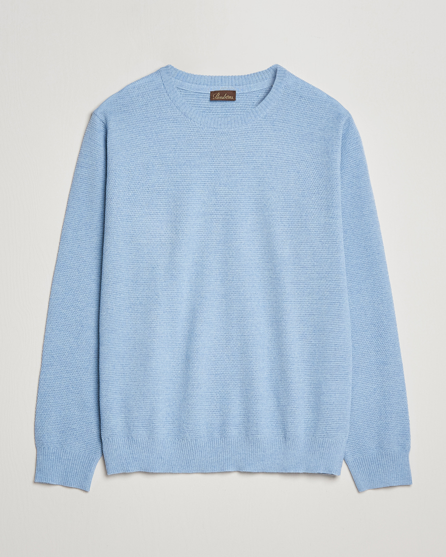 Homme | Pulls Et Tricots | Stenströms | Textured Merino Crew Neck Light Blue